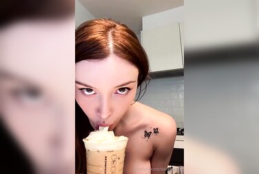 Dainty Wilder's Creamy Tit Tease: Licking Sweetness Off Her Hard Nipples