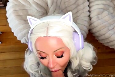 Gamer Zoe Grey Deepthroats Dick Then Swallows a Huge Load Like a Champ