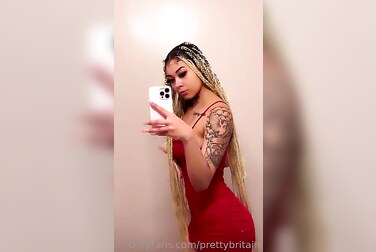 Therealbritain Fucks Herself Raw After Tearing Off Her Tight Red Dress