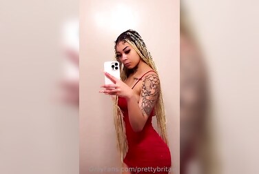 Therealbritain Fucks Herself Raw After Tearing Off Her Tight Red Dress