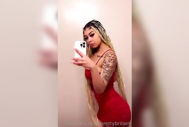 Therealbritain Fucks Herself Raw After Tearing Off Her Tight Red Dress