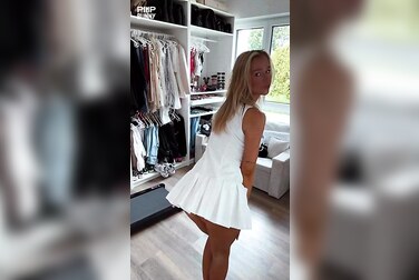 Monika Jasmin's White Dress Seduction Gets You Rock-Hard Before She Even Takes It Off
