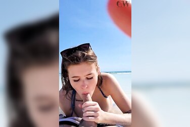 Public Beach Blowjob: Chloe Wildd Swallows Every Fucking Drop On The Sand
