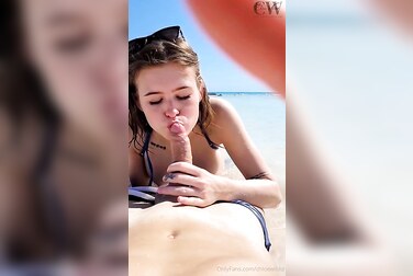 Public Beach Blowjob: Chloe Wildd Swallows Every Fucking Drop On The Sand