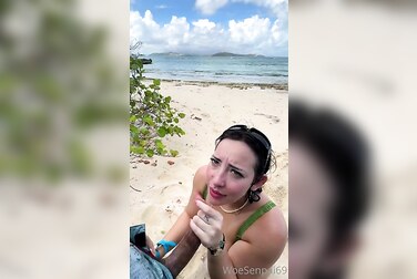 WoeAlexandra's Public Beach Blowjob: This Throat Goat Sucks Dick Right on the Sand