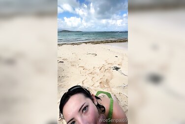 WoeAlexandra's Public Beach Blowjob: This Throat Goat Sucks Dick Right on the Sand