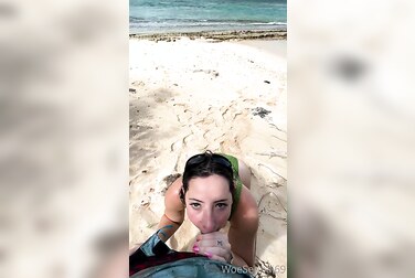 WoeAlexandra's Public Beach Blowjob: This Throat Goat Sucks Dick Right on the Sand