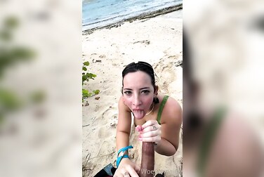 WoeAlexandra's Public Beach Blowjob: This Throat Goat Sucks Dick Right on the Sand