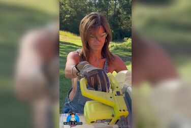 Braless Themaryburke's Giant Tits Bounce As She Chops Wood, Ends Up Fucking Her Soaking Pussy Raw