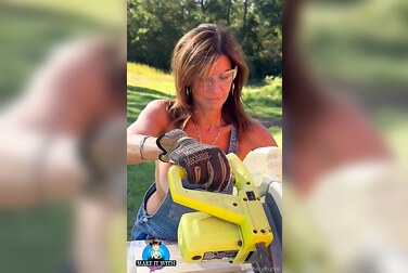 Braless Themaryburke's Giant Tits Bounce As She Chops Wood, Ends Up Fucking Her Soaking Pussy Raw