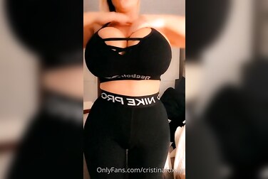 Cristinafoxvip's Massive Tits Burst Out Of Her Sports Bra Mid-Workout