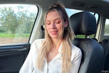 Car Sex Fuck: Employee Hope Heaven gets pounded balls-deep & swallows a hot load
